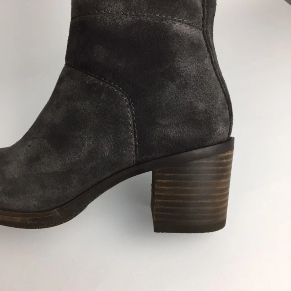 Lucky Ramsden Gray Suede Over the Knee OTK Heeled Boot 6